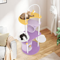 Tangkula Cute Cat Tree, 62 Inch Multi-Level Large Cat Tower with Metal Frame, Moon-Shaped Top Perch