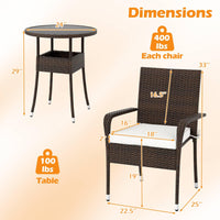 Tangkula 3 Piece Patio Furniture Set with Sturdy Metal Frame for Porch