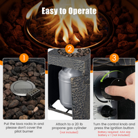 Tangkula 16 Inch Patio Propane Fire Pit, Patiojoy Electronic Ignition Square Gas Fire Pit with Protective Cover