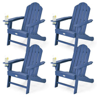 Tangkula Adirondack Chair Outdoor, Fade Resistant HDPE Armchairs with Cup Holder