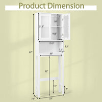 Tangkula Over The Toilet Storage Cabinet  w/Double Tempered Glass Doors