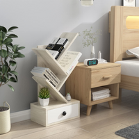 Tangkula 5 Tier Tree Bookshelf with Drawer, Rustic 5 Shelf Space Saving Corner Bookcase