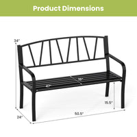 Tangkula Metal Patio Park Bench with Curved Armrests