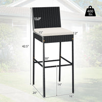 Tangkula Outdoor Bar Height Chair w/Soft Seat Cushion & Cozy Footrest