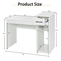 Tangkula White Desk with Drawer & CPU Stand