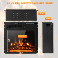 18 Inch Electric Fireplace, 5100 BTU Freestanding Electric Fireplace Heater - Tangkula