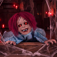 Tangkula 28" Halloween Animated Crawling Baby Doll with Glowing Eyes