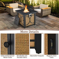 Tangkula 28 Inch Outdoor Square Fire Pit Table, Patiojoy 50,000 BTU Propane Gas Fire Table with Fire Glasses