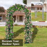 7.2 Ft Garden Arbor, Metal Trellis Arch for Climbing Plants, Indoor Outdoor Rose Arbor with Gate