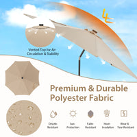 TANGKULA 10FT Solar Umbrella, Patio Umbrella with 112 LED Lights