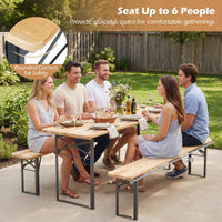 Tangkula 3 Piece Folding Picnic Table with 2 Benches