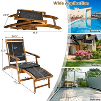 Acacia Wood Folding Chaise Lounge Chair - Tangkula