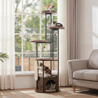 Tangkula Modern Cat Tree Tower with Top Perch (Rustic Brown)