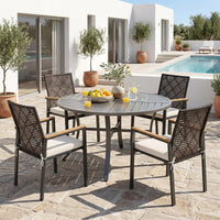 Tangkula Wicker Patio Chairs Set of 4 Hand-Woven PE Rattan Outdoor Chairs