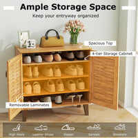 Tangkula Shoe Cabinet with 2 Doors w/ 3 Removable Shelves