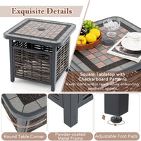 Tangkula 21.5 Inches Outdoor PE Rattan Side Table, All Weather Patio Square End Table with Resin Tabletop