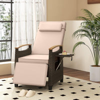 Tangkula Patio Wicker Recliner Chair w/Adjustable Backrest & Footrest