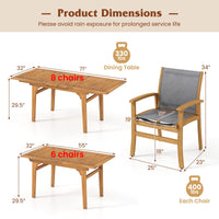 Tangkula Ensemble repas de terrasse 9 pièces en bois d'acacia pour 6 à 8 personnes