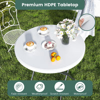 Table pliante ronde Tangkula 32", table de pique-nique portable avec plateau en PEHD résistant aux intempéries