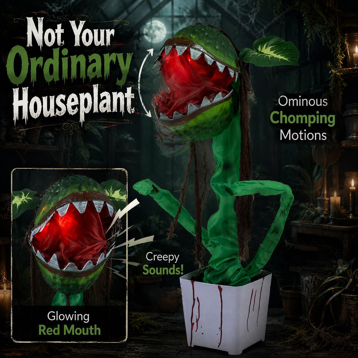 Tangkula Halloween Animated Standing Horror Piranha Plant Decoration