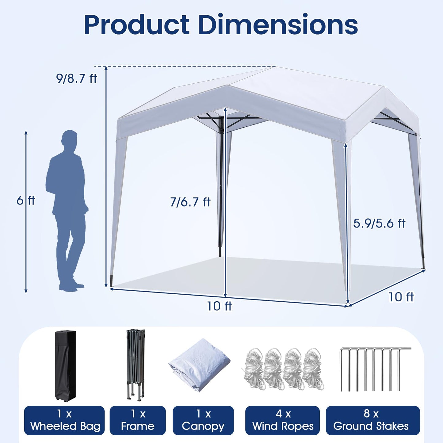 Tangkula 10x10Ft Pop up Canopy UPF50+ Portable Outdoor Tent with Wheeled Bag