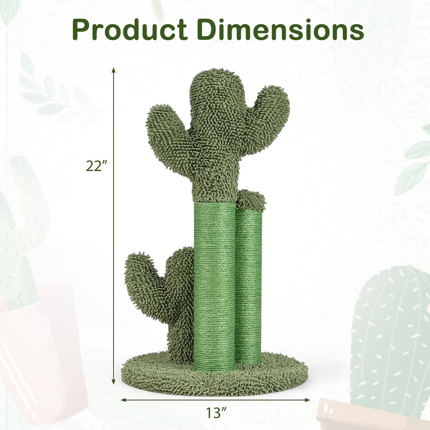 Tangkula Cactus Cat Scratching Post Small Cat Tree Tower