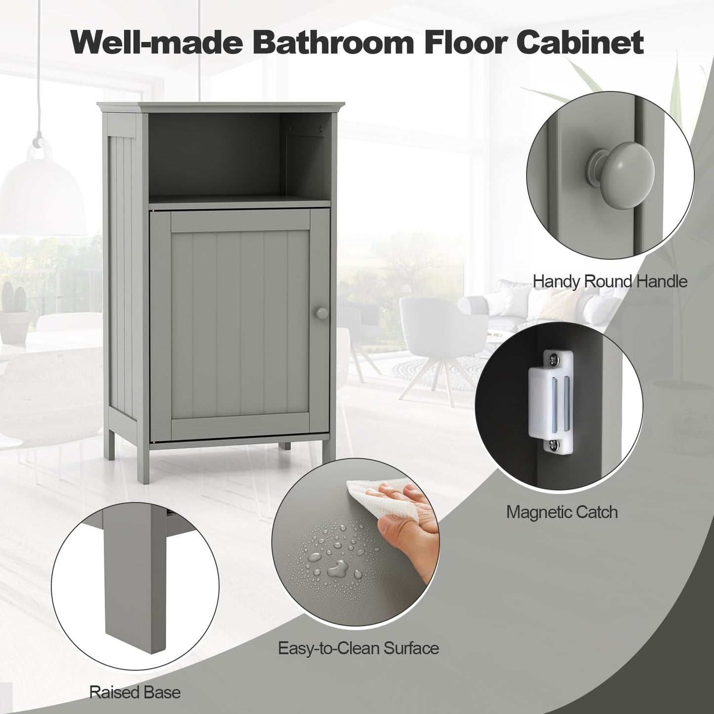 Tangkula Bathroom Floor Storage Cabinet