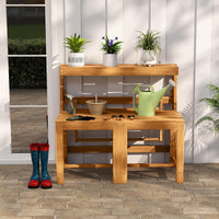 Tangkula 3 in 1 Outdoor Acacia Wood Loveseat Bench Furniture