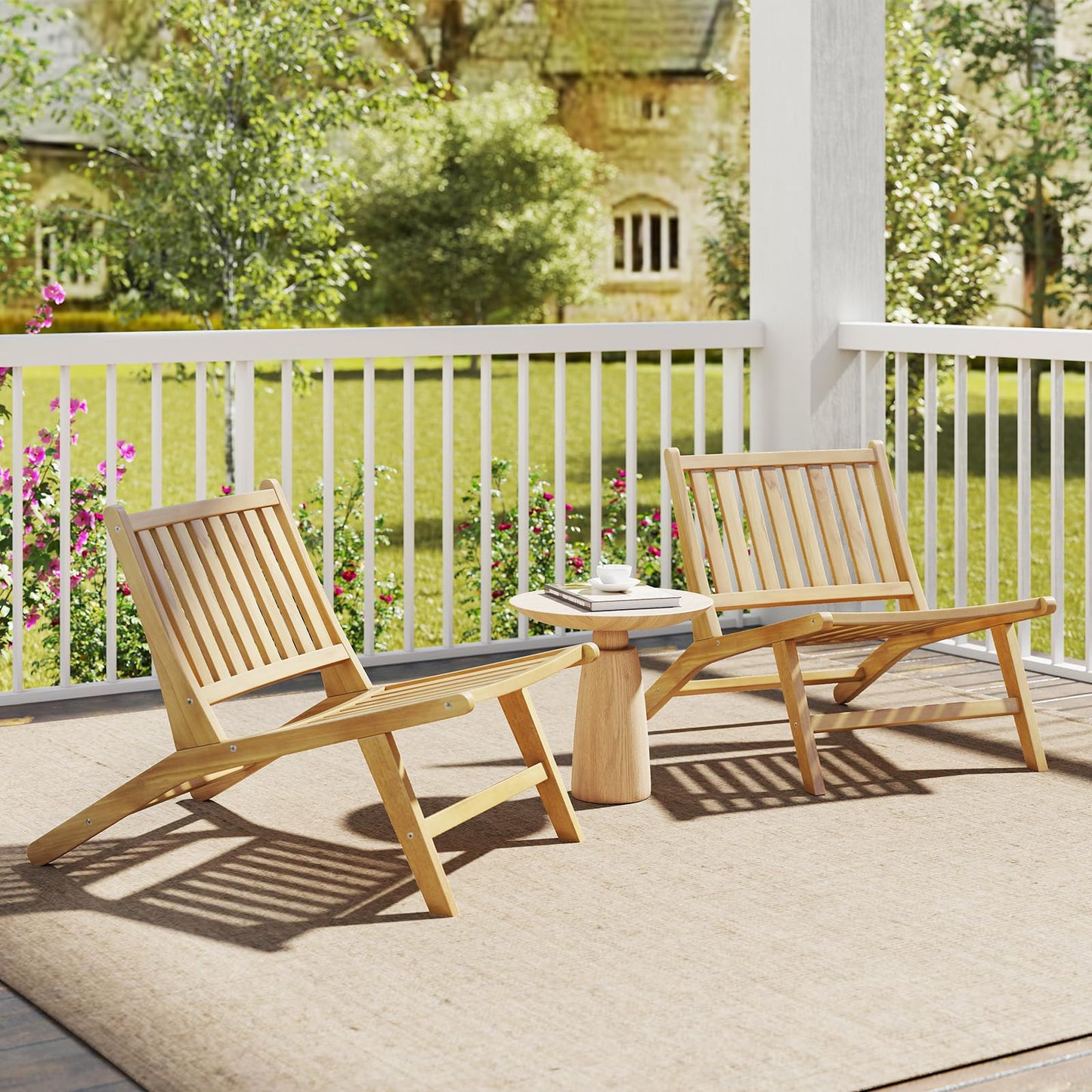 Tangkula Teak Wood Outdoor Accent Chairs（1/2/4）