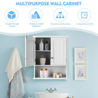 Tangkula Bathroom Wall Cabinet, Wooden Hanging Storage Cabinet with Doors & Shelves