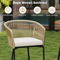 Tangkula 3 Pieces Rope Woven Patio Bar Set