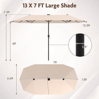 Tangkula 13 FT Large Patio Umbrella w/LED Solar Lights