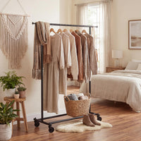 Tangkula Rolling Clothes Rack with Extendable Hanging Rods (41"-61.5" L)