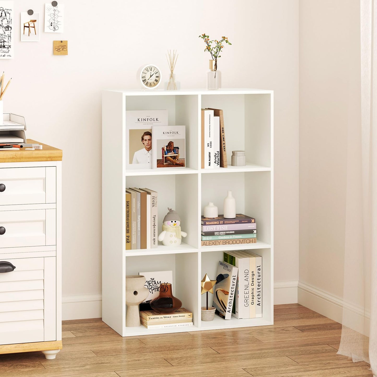 Tangkula 6-Cube Bookcase, Modern Freestanding 3-Tier Bookshelf
