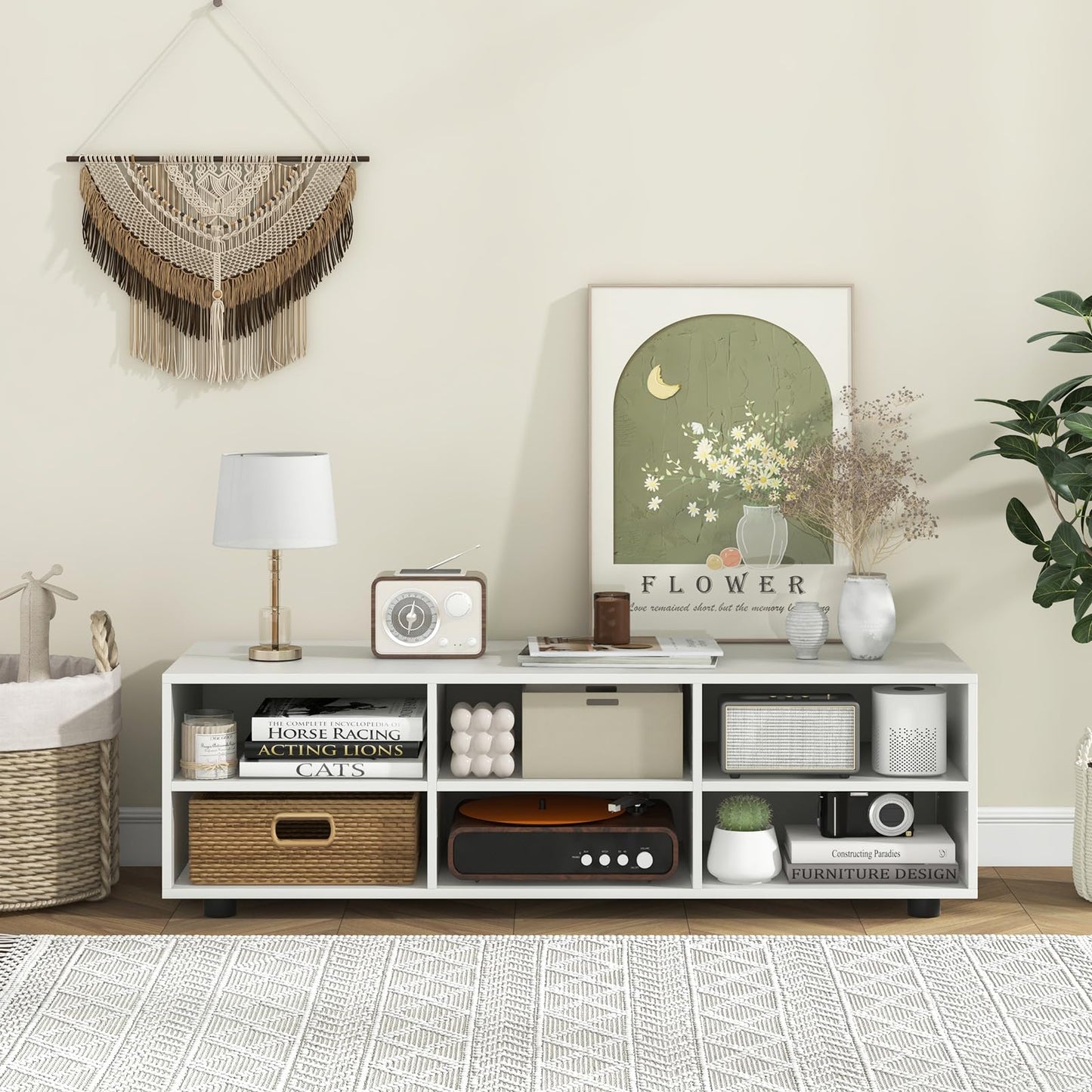 Tangkula White TV Stand for TVs up to 50” for Living Room