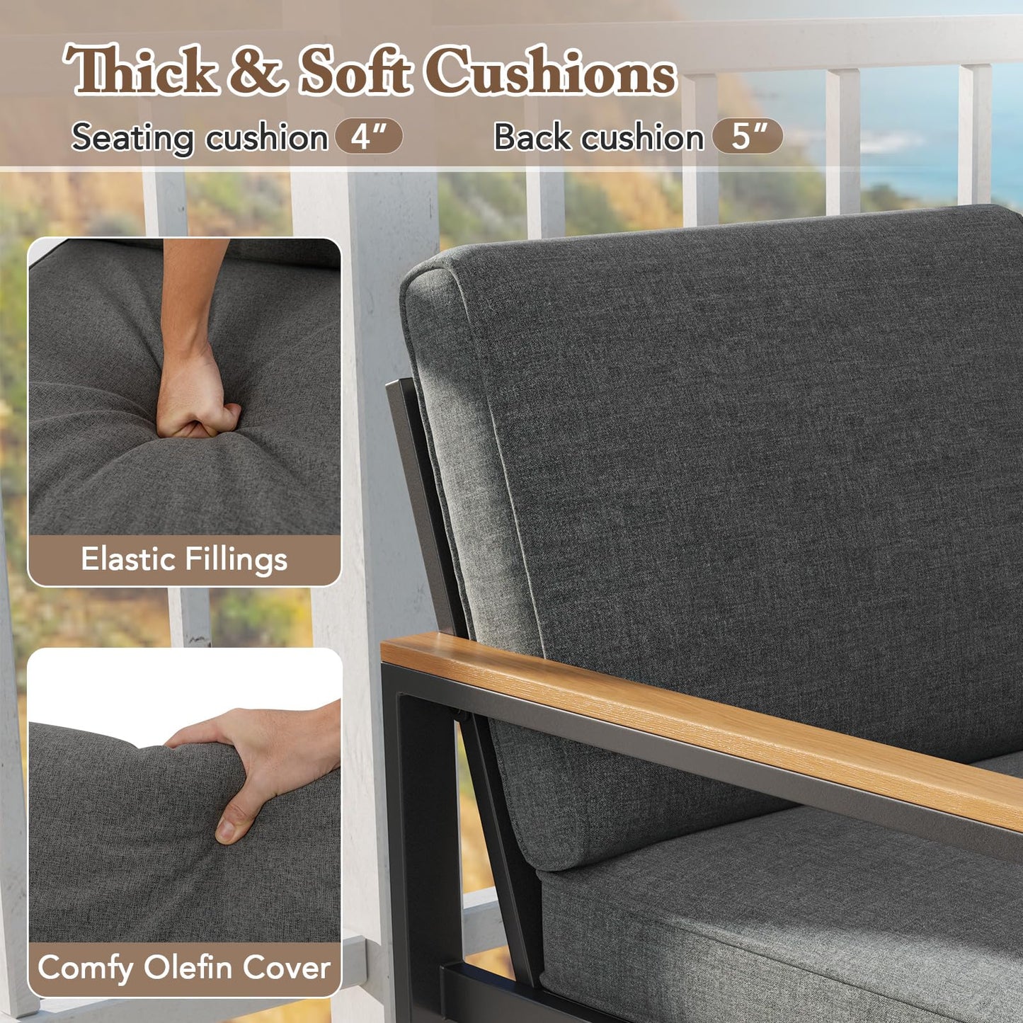 Tangkula Patio Aluminum Sofa Set of 2 for Balcony