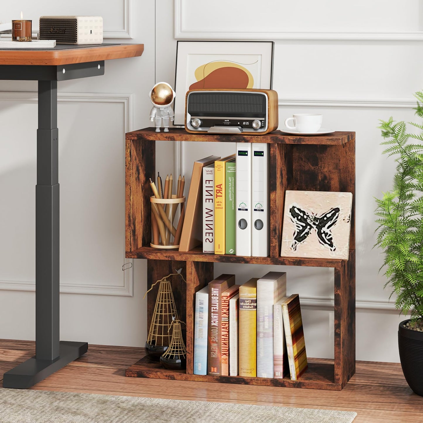 Tangkula 3 Tier Geometric Bookshelf