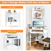 White Corner Desk with Hutch - Tangkula