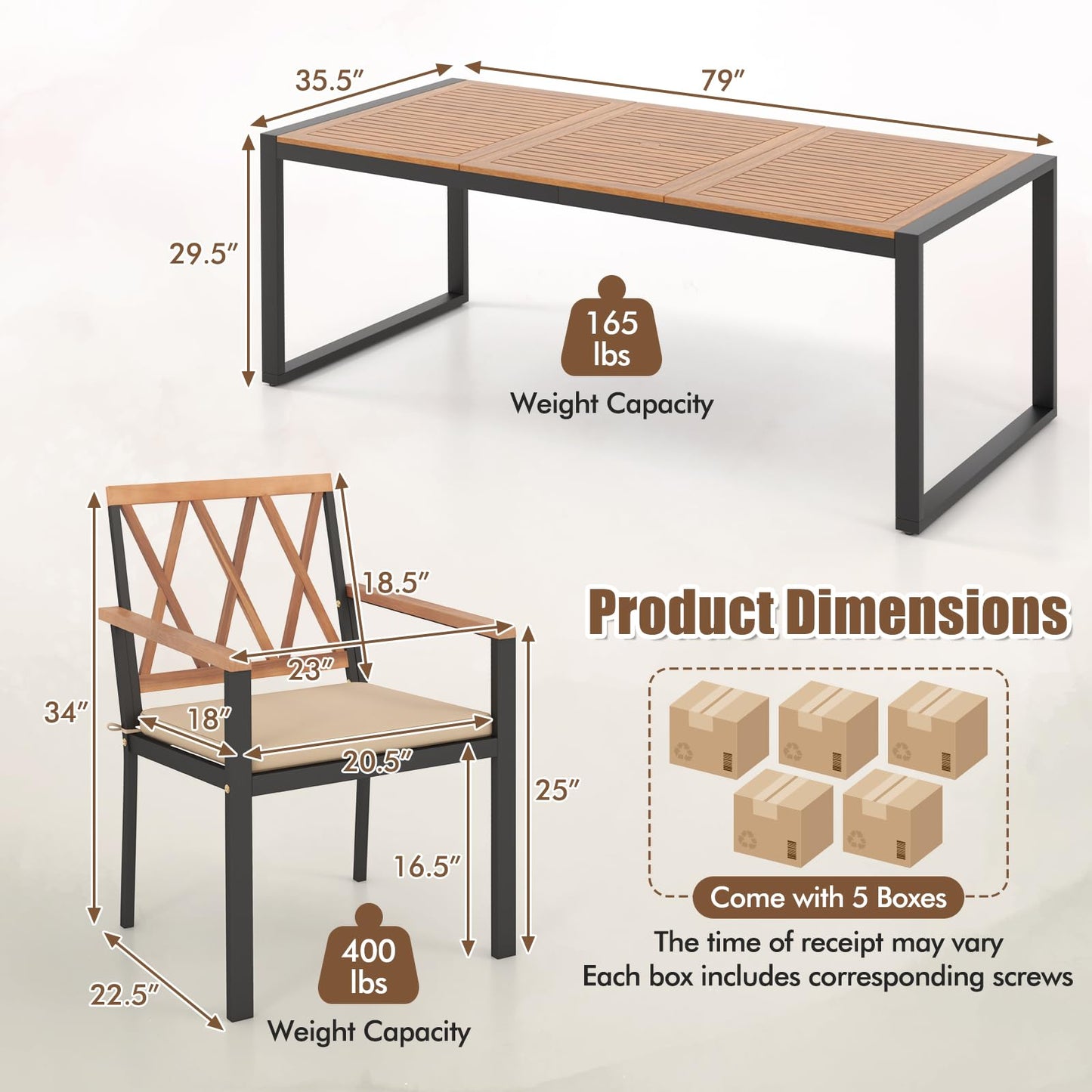 Tangkula 9 Pieces Patio Dining Set（Natural & Black）