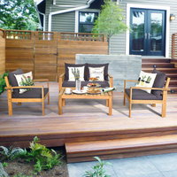 Tangkula Outdoor Conversation Sofa and Table Set with Water Resistant Cushions