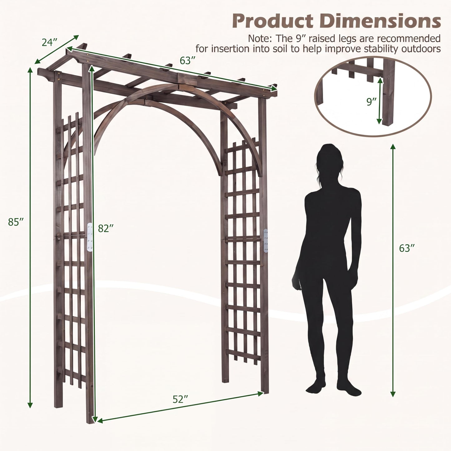 Tangkula 85" Wood Garden Arch Trellis for Backyard Lawn Patio Garden Entrance