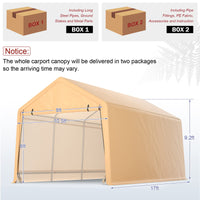 Tangkula 9x17 Ft Heavy Duty Carport with Reinforced Triangular Beams