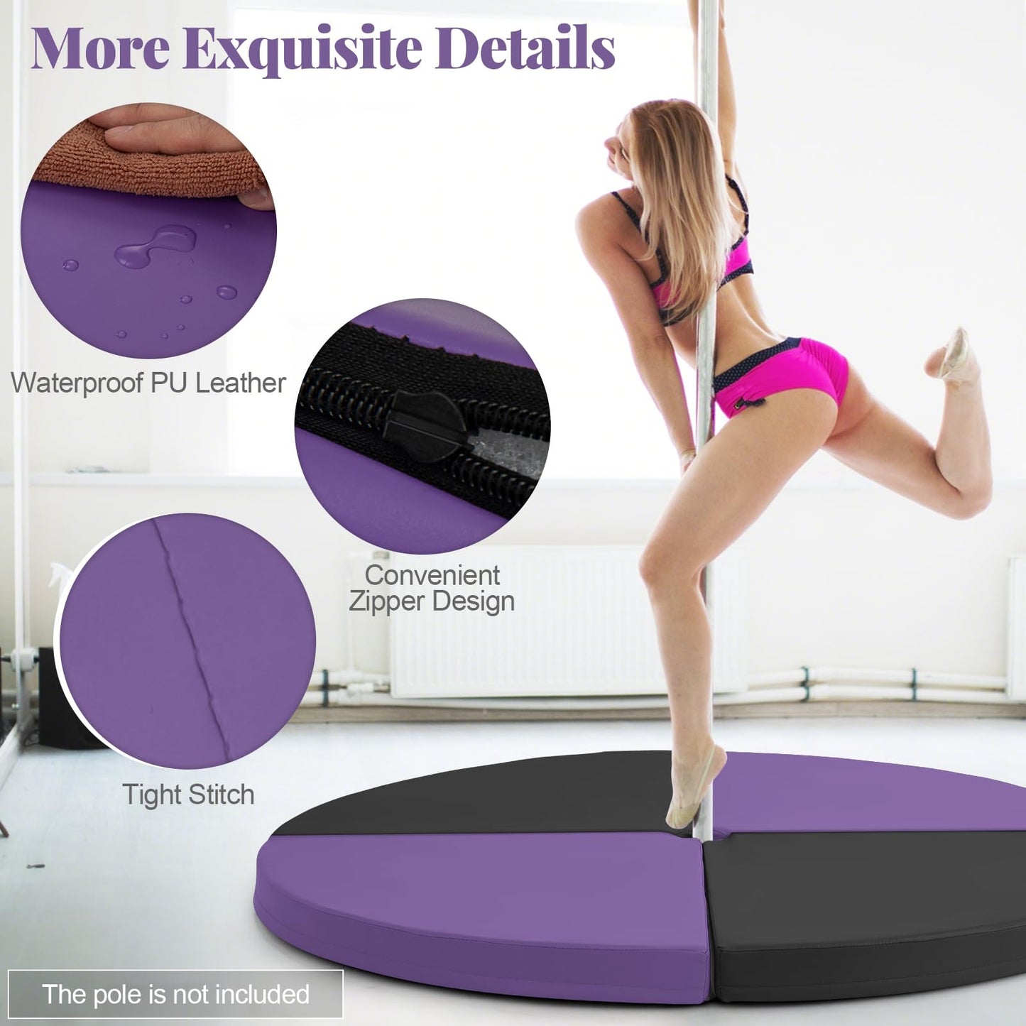 Tangkula Pole Dance Mat with EPE Foam Padding & PU Cover
