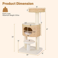 Tangkula Modern Cat Tree, 41 Inch Multi-Level Cat Tower with Cattail Fluff Condo & Top Perch