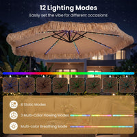 Tangkula 10 FT Solar Tiki Patio Umbrella with 96 Multi-color Flowing LED Lights