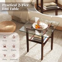 Tangkula Table d'appoint carrée en verre de 61 cm pour salon