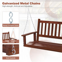 Tangkula 2/3 Person Wooden Porch Swing, Hanging Patio Swing with 2 Adjustable Galvanized Metal Chains