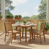 Tangkula Teak Wood Outdoor Dining Chair for Yard & Garden