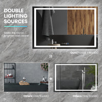 Tangkula LED Bathroom Mirror, Wall Mounted Rectangle Mirror w/ 3-Color Dimmable Lights, Time/Temp Display, Anti-Fog