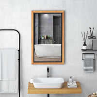 Miroir rustique en bois Tangkula, miroir mural rectangulaire avec cadre et panneau arrière